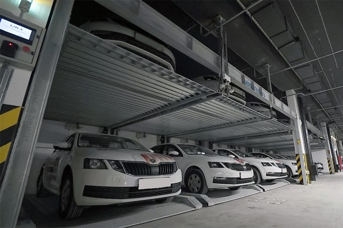 Механизированная парковка в подземном паркинге